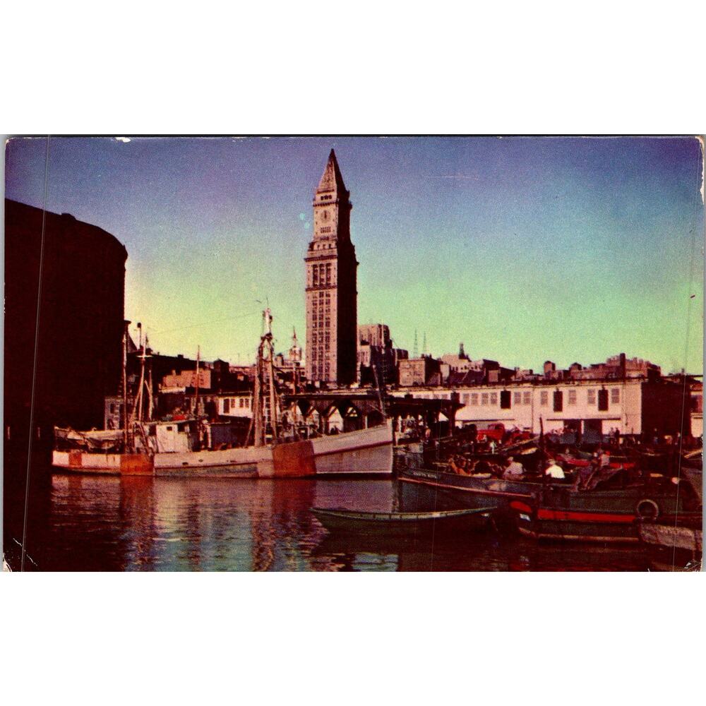 Boston Harbor Showing The Picturesque Fishing Fleet Vintage Postcard SP17-28
